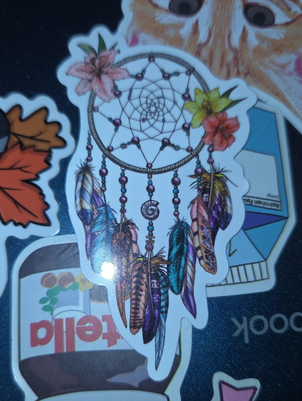 Colorful Feather Dreamcatcher Wall Art Sticker - White Background